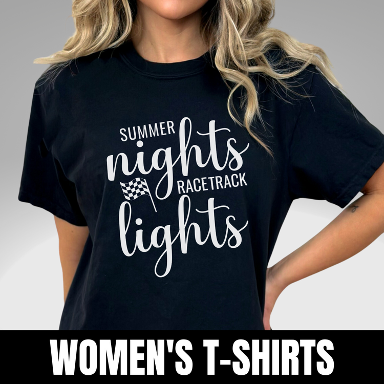 Women's Dirt Track Racing T-Shirts. Racing Gifts, Stock Car Racing Apparel.