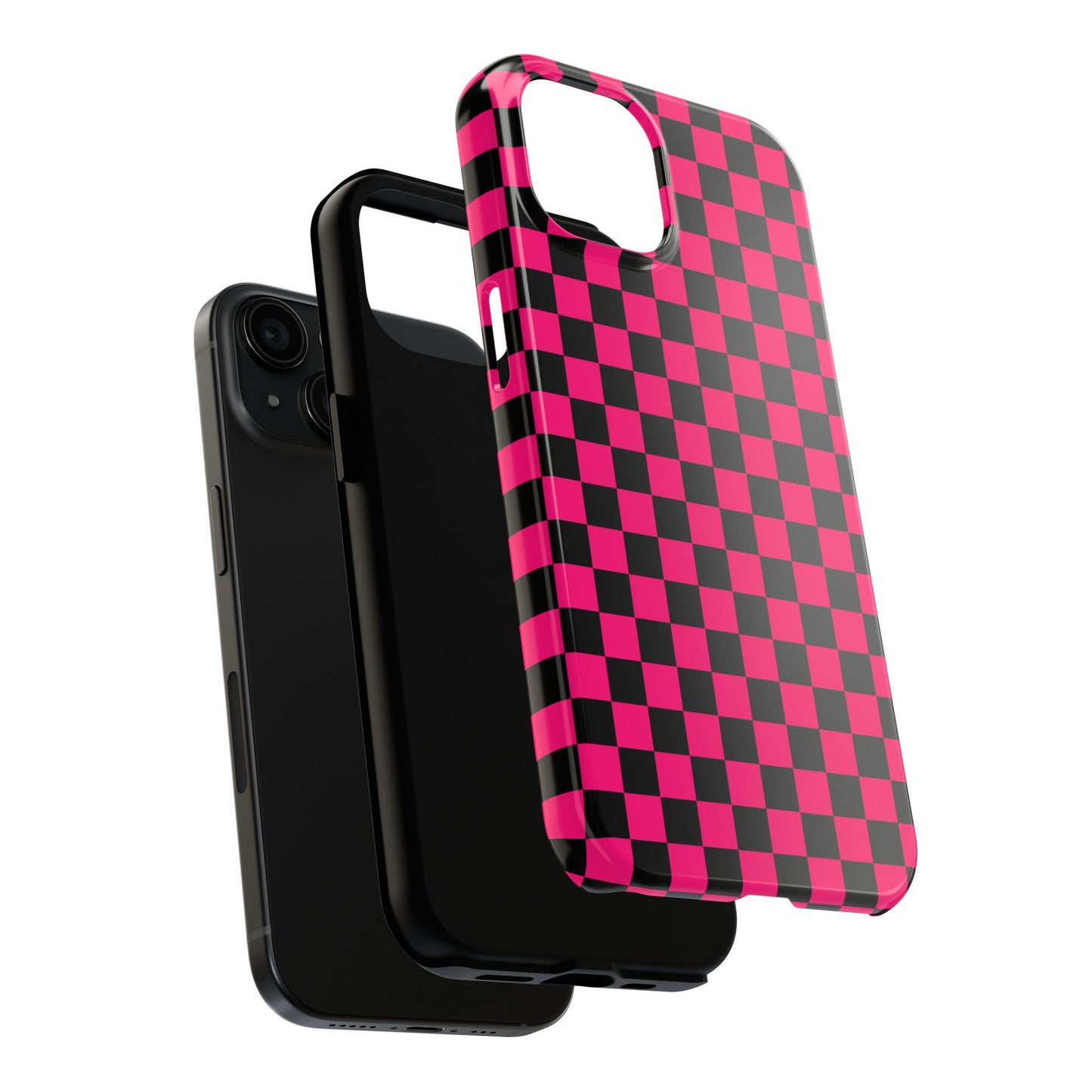 Checker Flag Graphic Pink And Black Tough Phone Cases