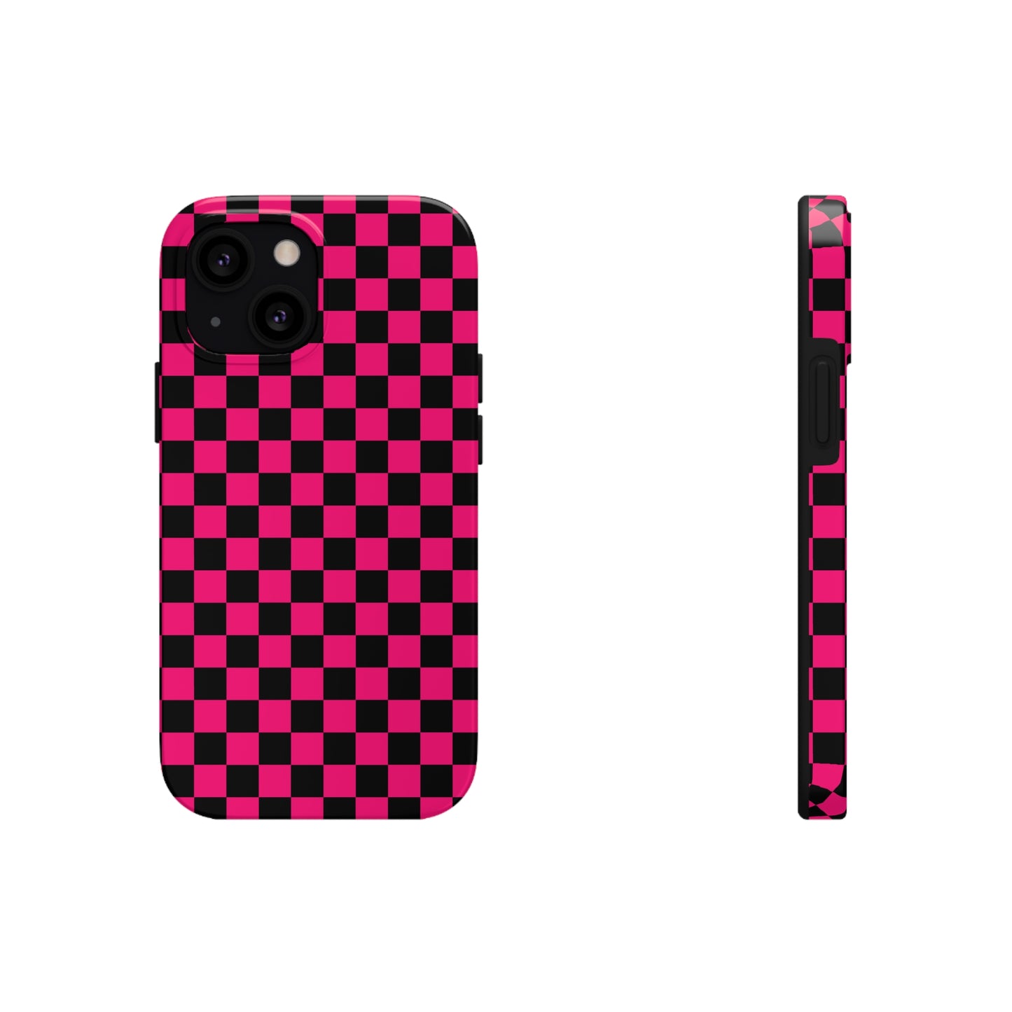 Checker Flag Graphic Pink And Black Tough Phone Cases