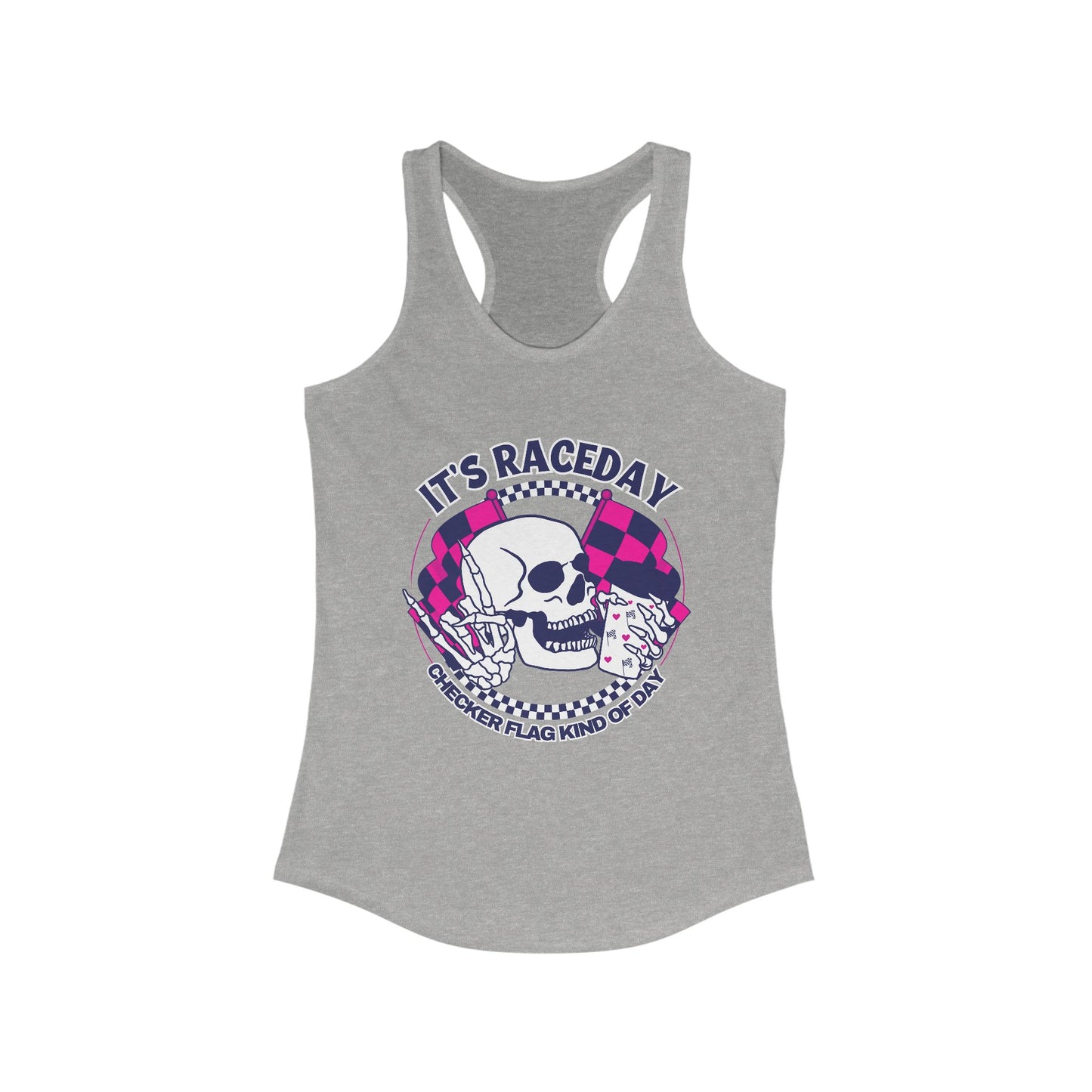 Skelly Checker Flag Kinda A Day Racerback Tank Top