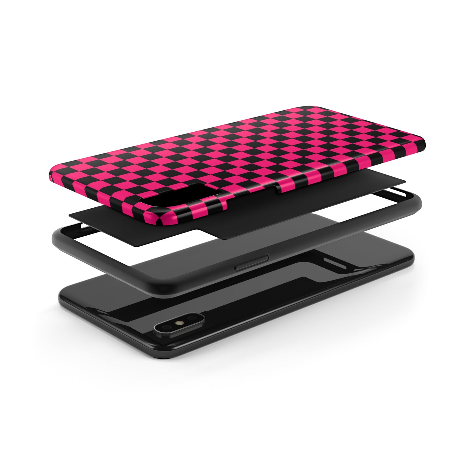 Checker Flag Graphic Pink And Black Tough Phone Cases