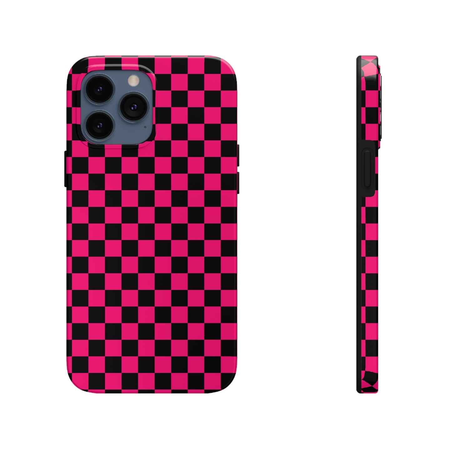 Checker Flag Graphic Pink And Black Tough Phone Cases