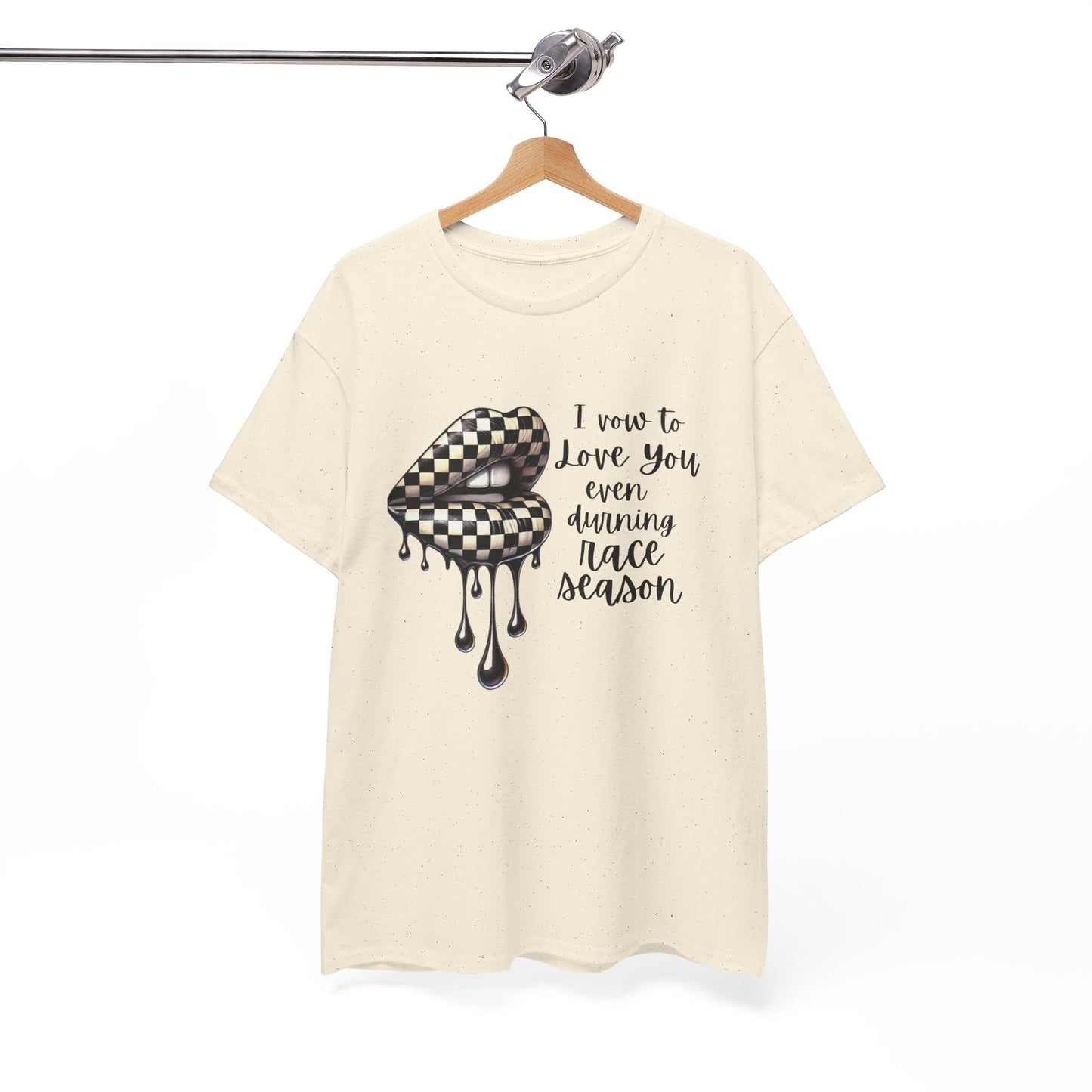 I Vow To Love You Even During Racing Season Cotton Tee, Trendy Racing Graphic Tee