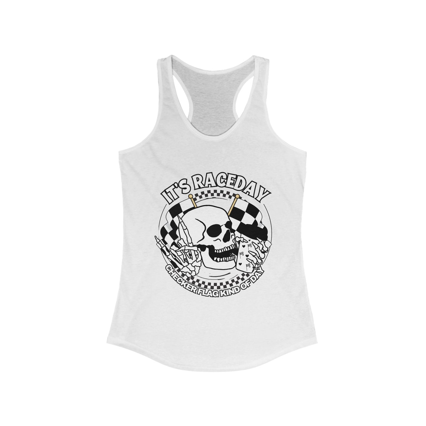 Skelly Checker Flag Kinda A Day Black / White Racerback Tank Top