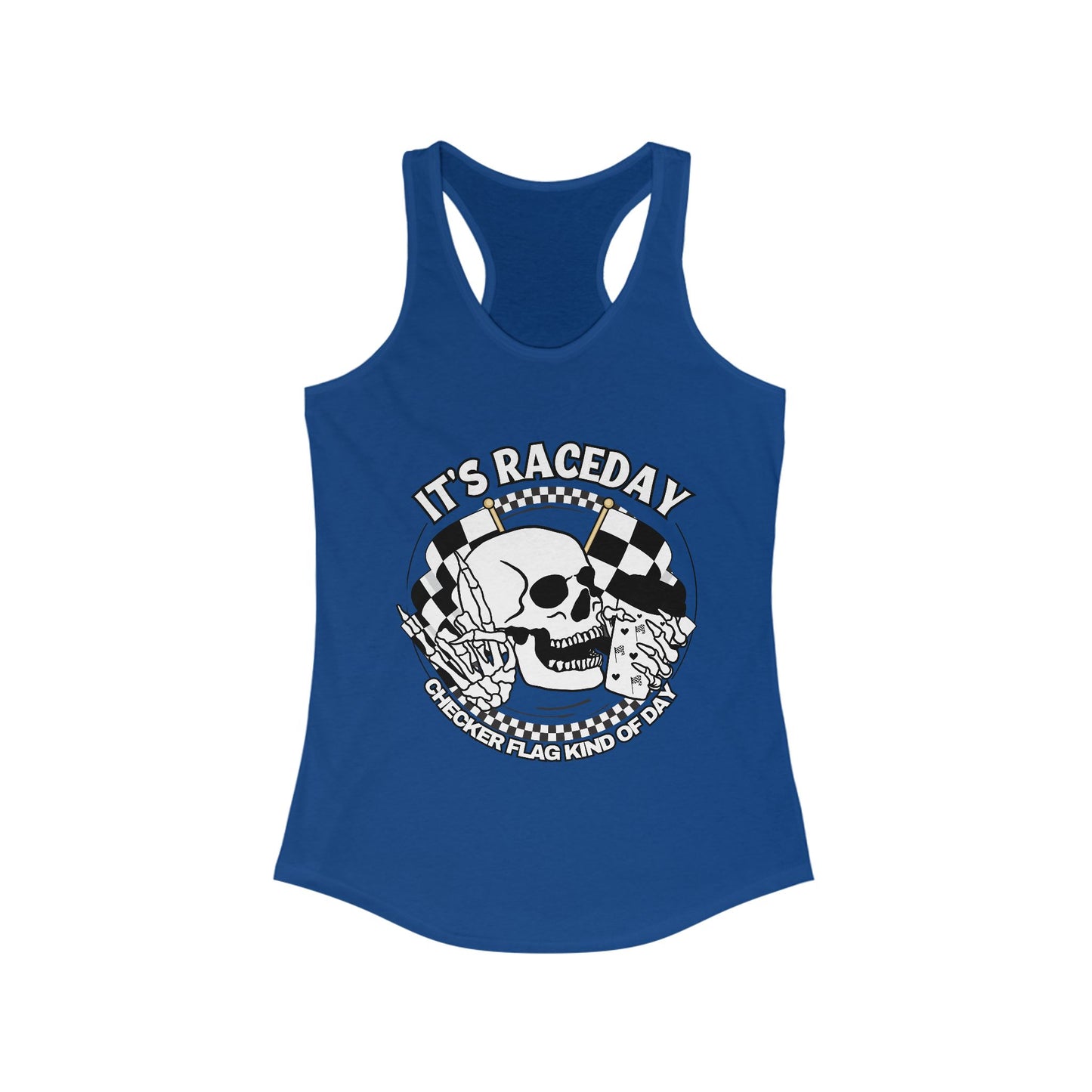 Skelly Checker Flag Kinda A Day Black / White Racerback Tank Top