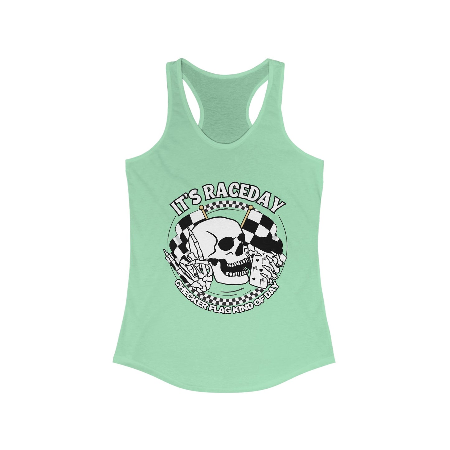 Skelly Checker Flag Kinda A Day Black / White Racerback Tank Top