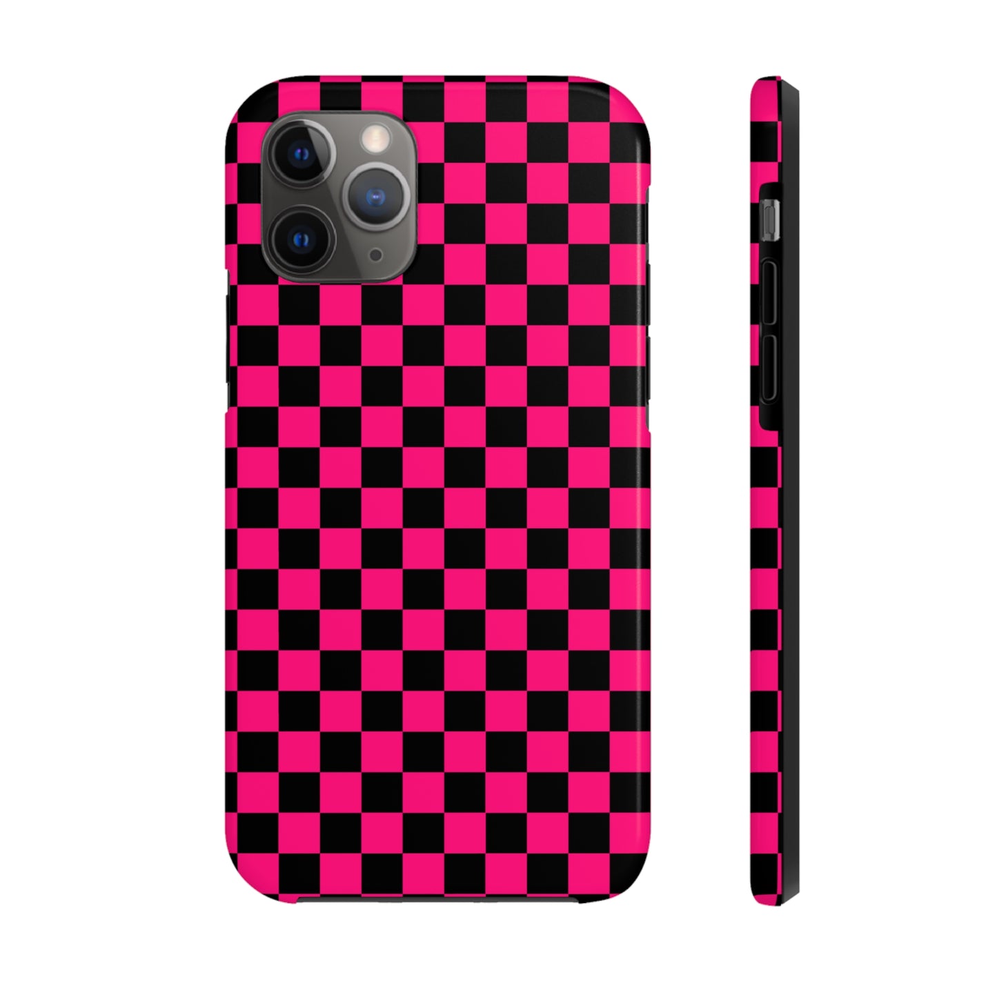 Checker Flag Graphic Pink And Black Tough Phone Cases