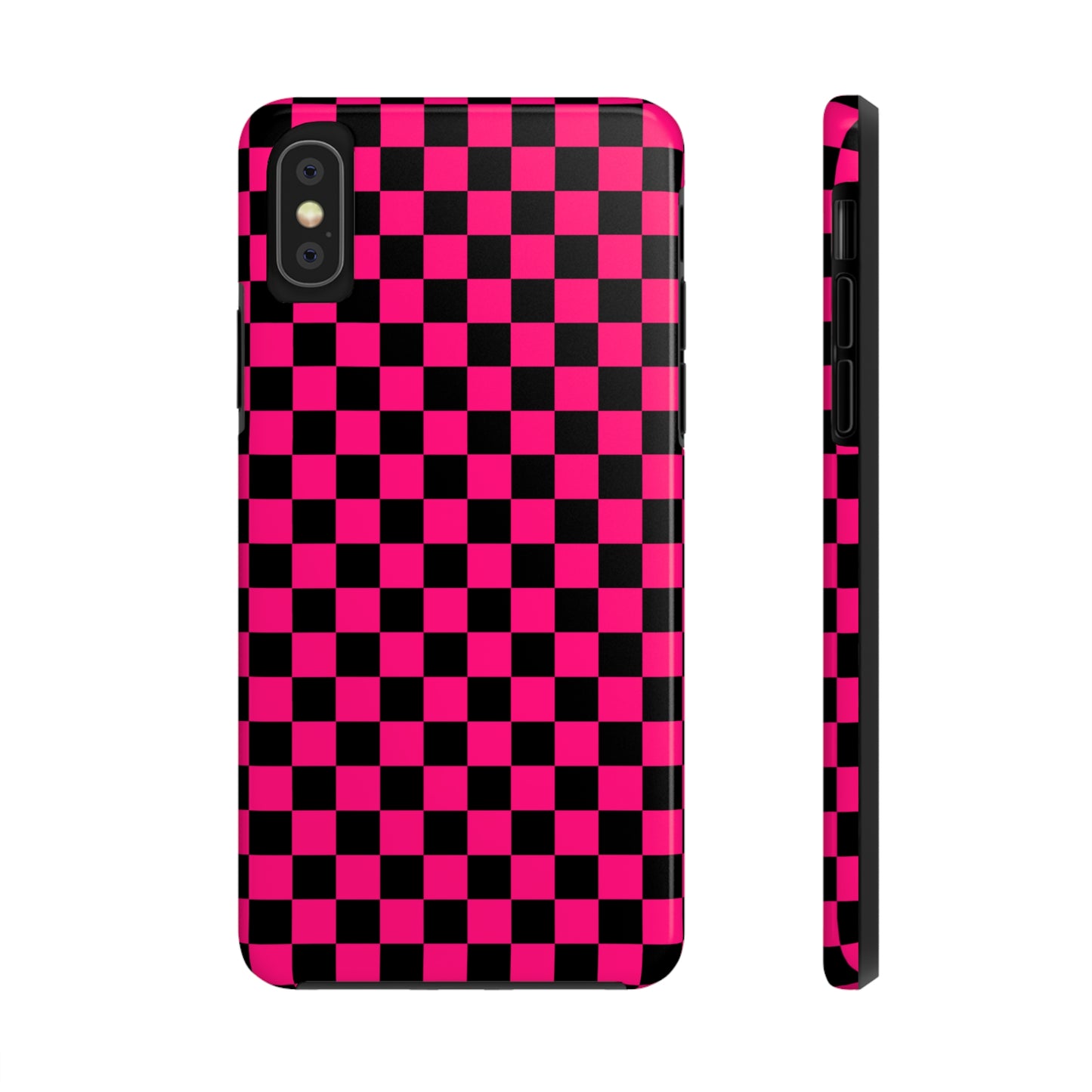 Checker Flag Graphic Pink And Black Tough Phone Cases