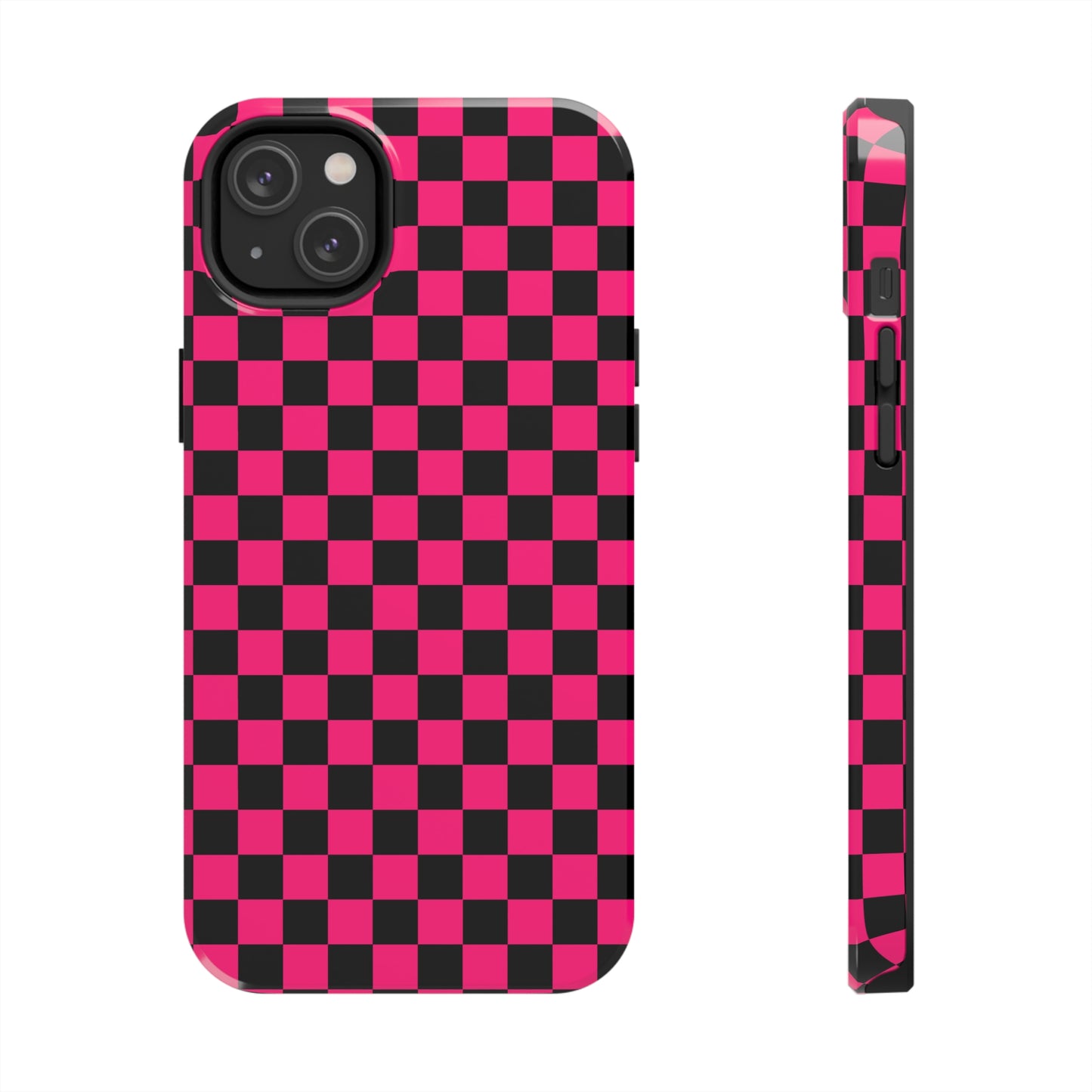 Checker Flag Graphic Pink And Black Tough Phone Cases