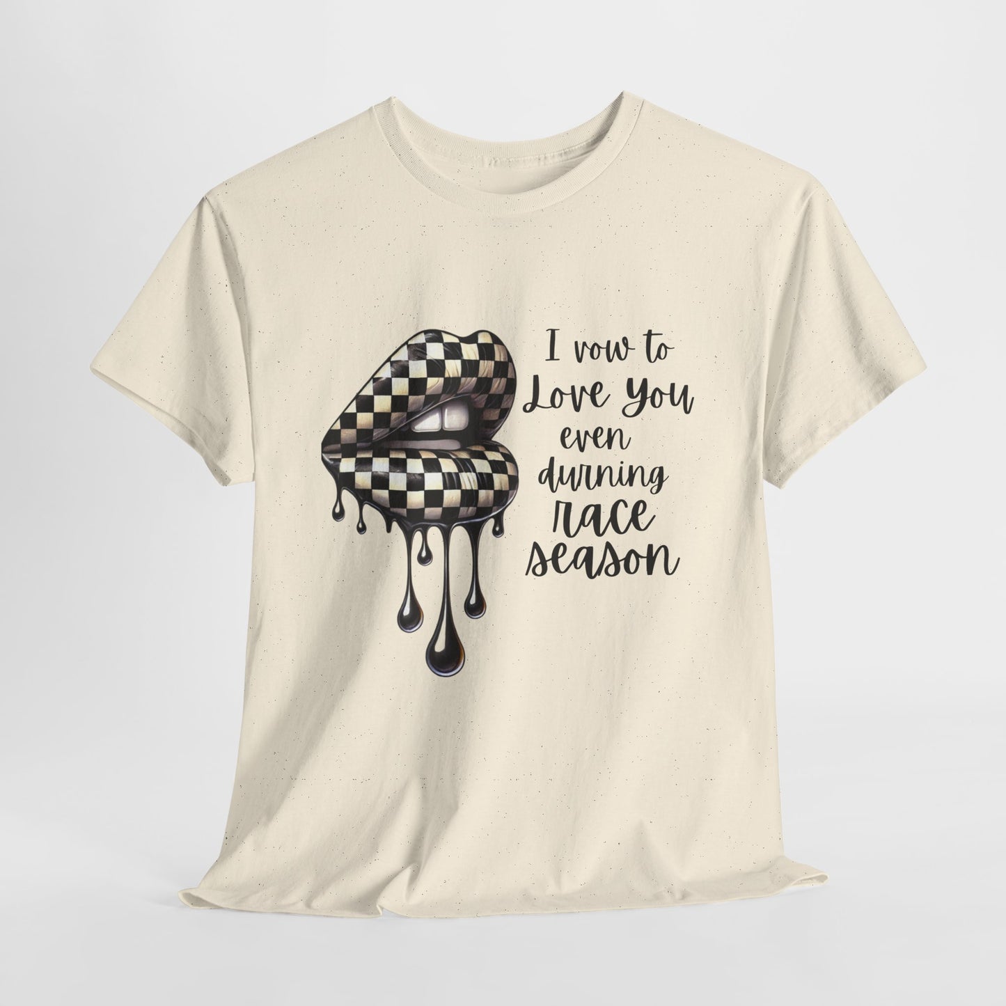 I Vow To Love You Even During Racing Season Cotton Tee, Trendy Racing Graphic Tee