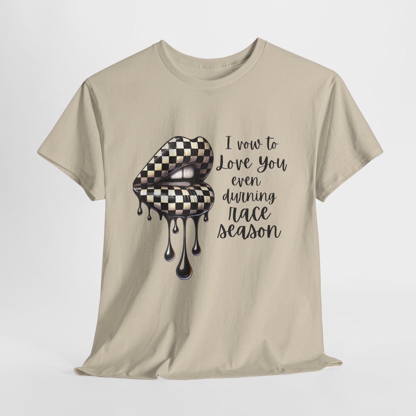 I Vow To Love You Even During Racing Season Cotton Tee, Trendy Racing Graphic Tee