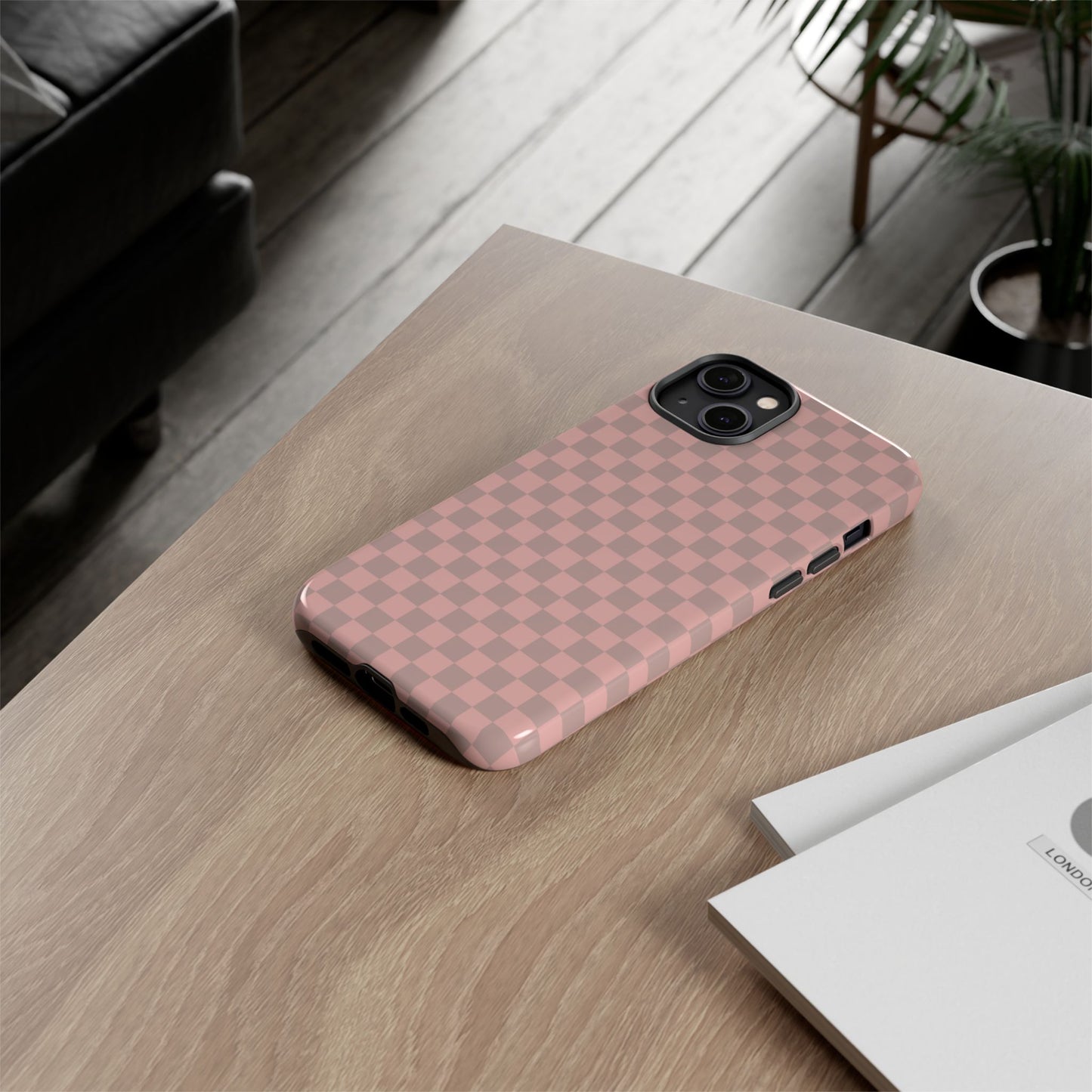 Pink Tan Checkerboard Checkered IPhone Tough Case