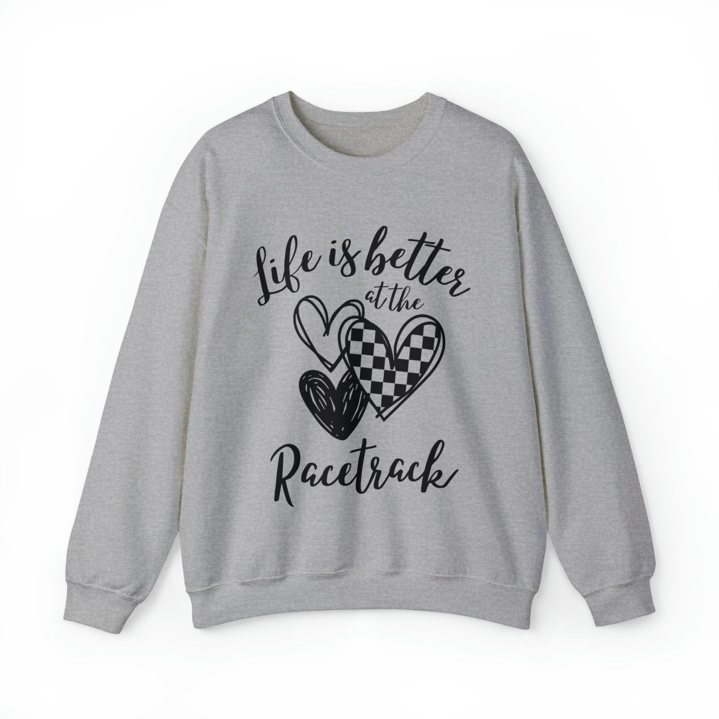 Life Is Better At The Racetrack Checker Heart Crewneck Sweatshirt