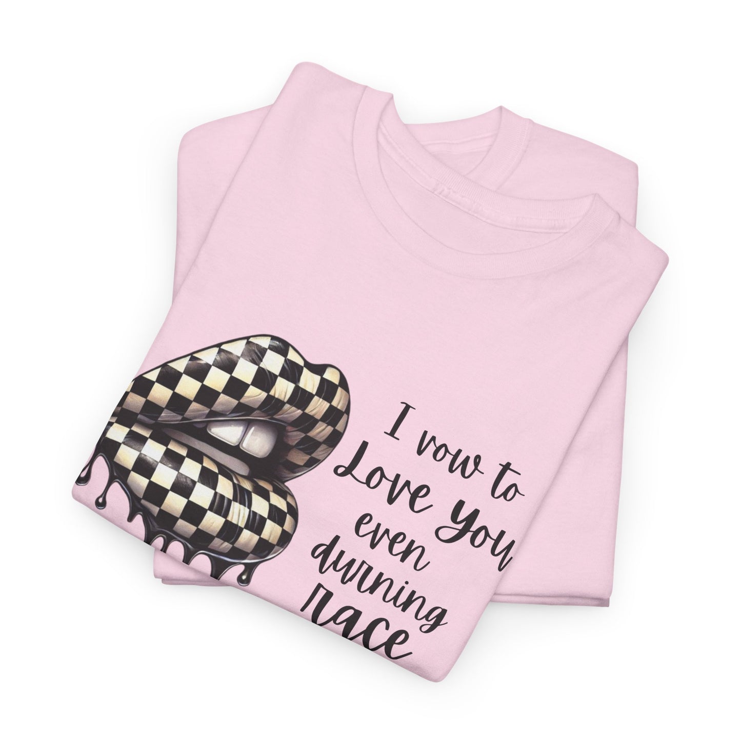 I Vow To Love You Even During Racing Season Cotton Tee, Trendy Racing Graphic Tee