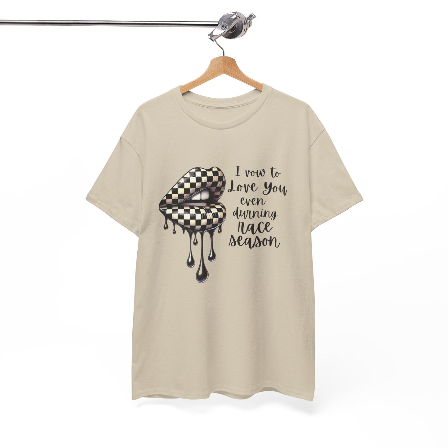 I Vow To Love You Even During Racing Season Cotton Tee, Trendy Racing Graphic Tee
