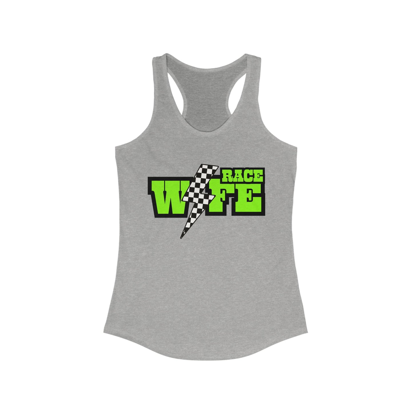 Race Wife Lightning Bolt Green/ Black Racerback Tank Top