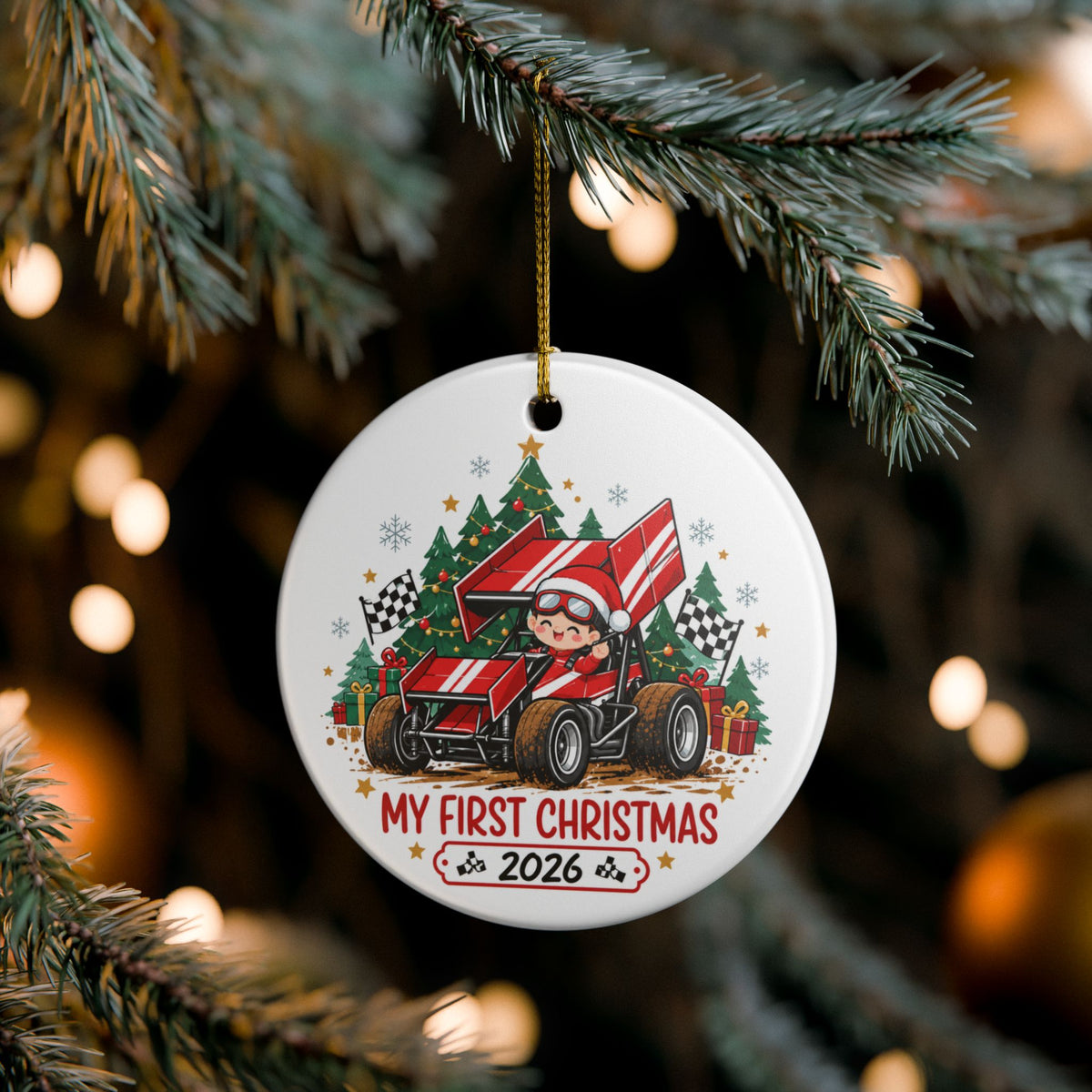 My First Christmas 2026 Sprint Race Car Ceramic Ornament
