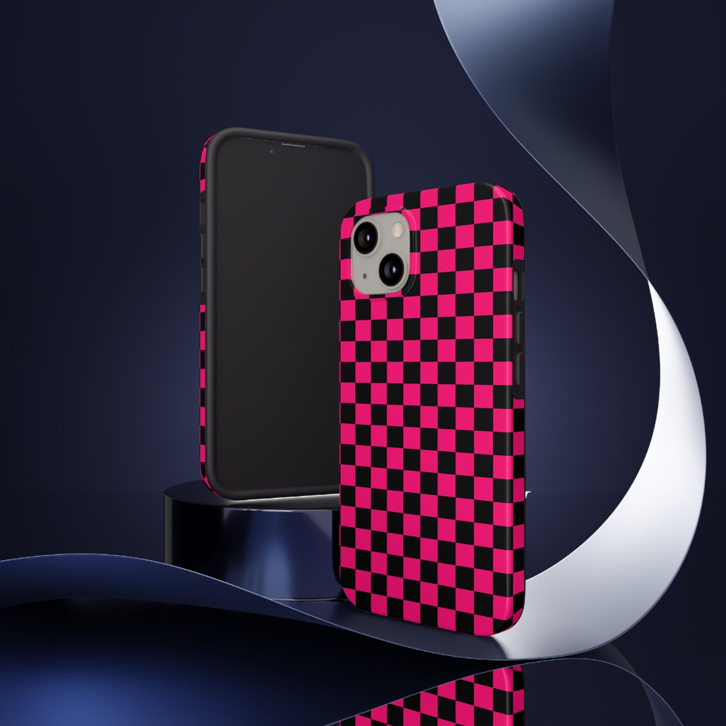 Checker Flag Graphic Pink And Black Tough Phone Cases