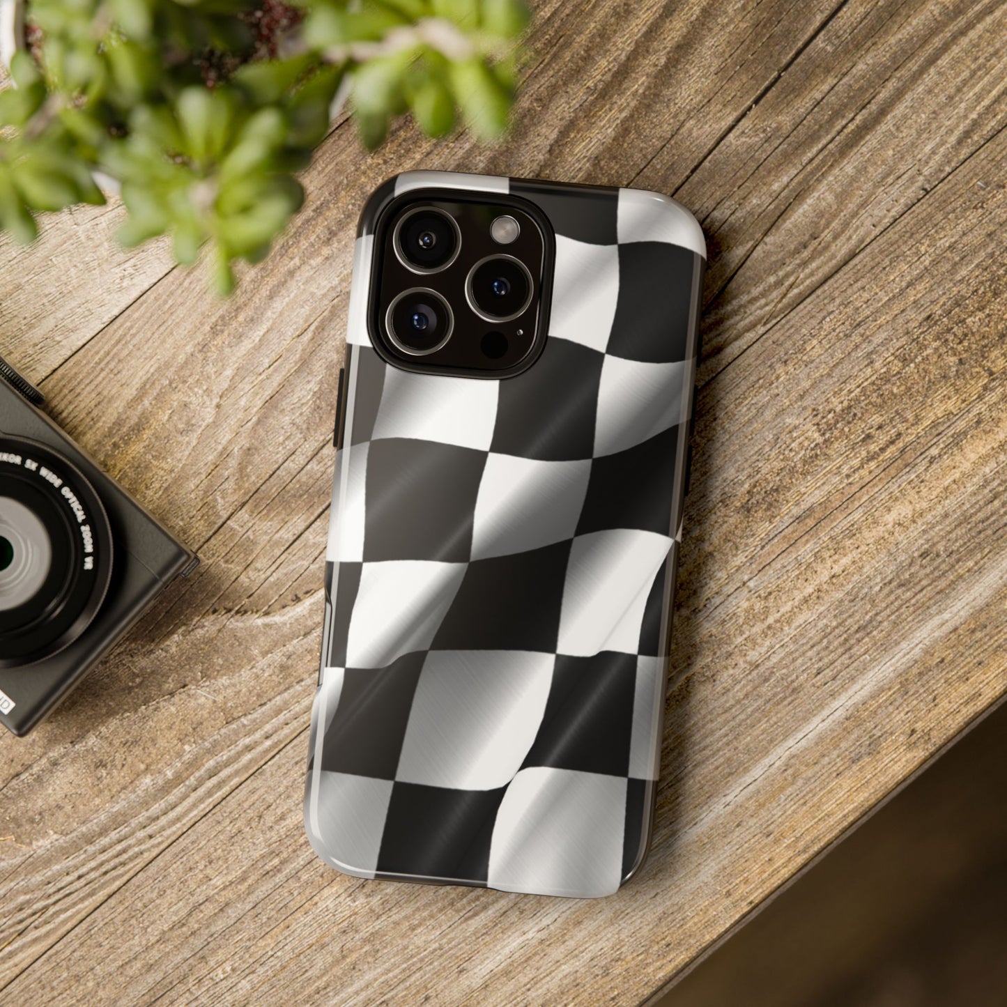 Racing Phone Case, Checkered Flag Design, Tough Case