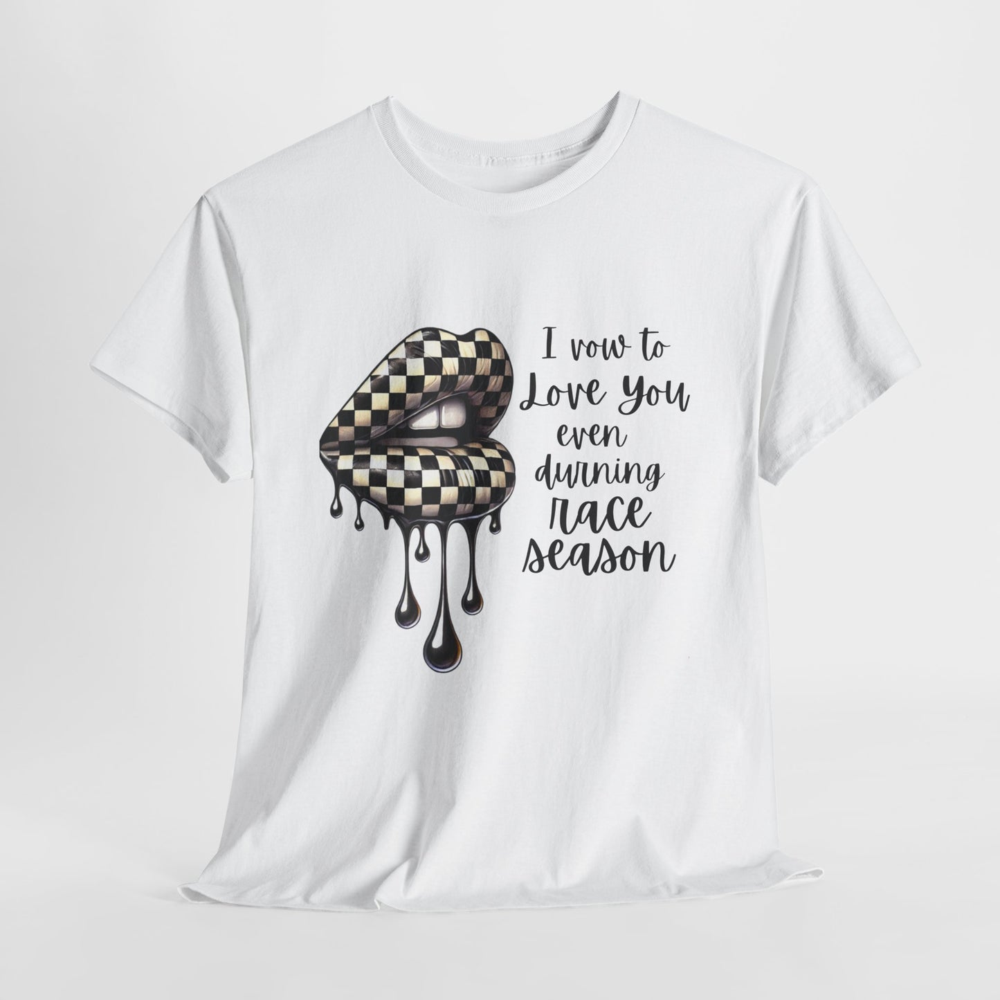 I Vow To Love You Even During Racing Season Cotton Tee, Trendy Racing Graphic Tee