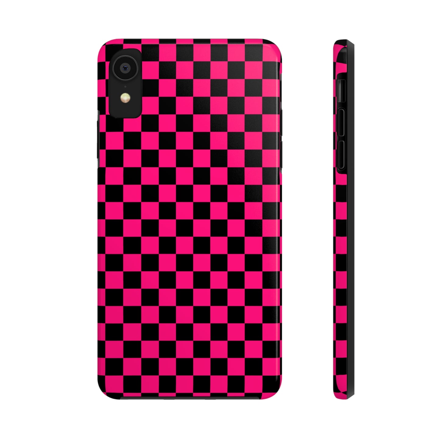Checker Flag Graphic Pink And Black Tough Phone Cases