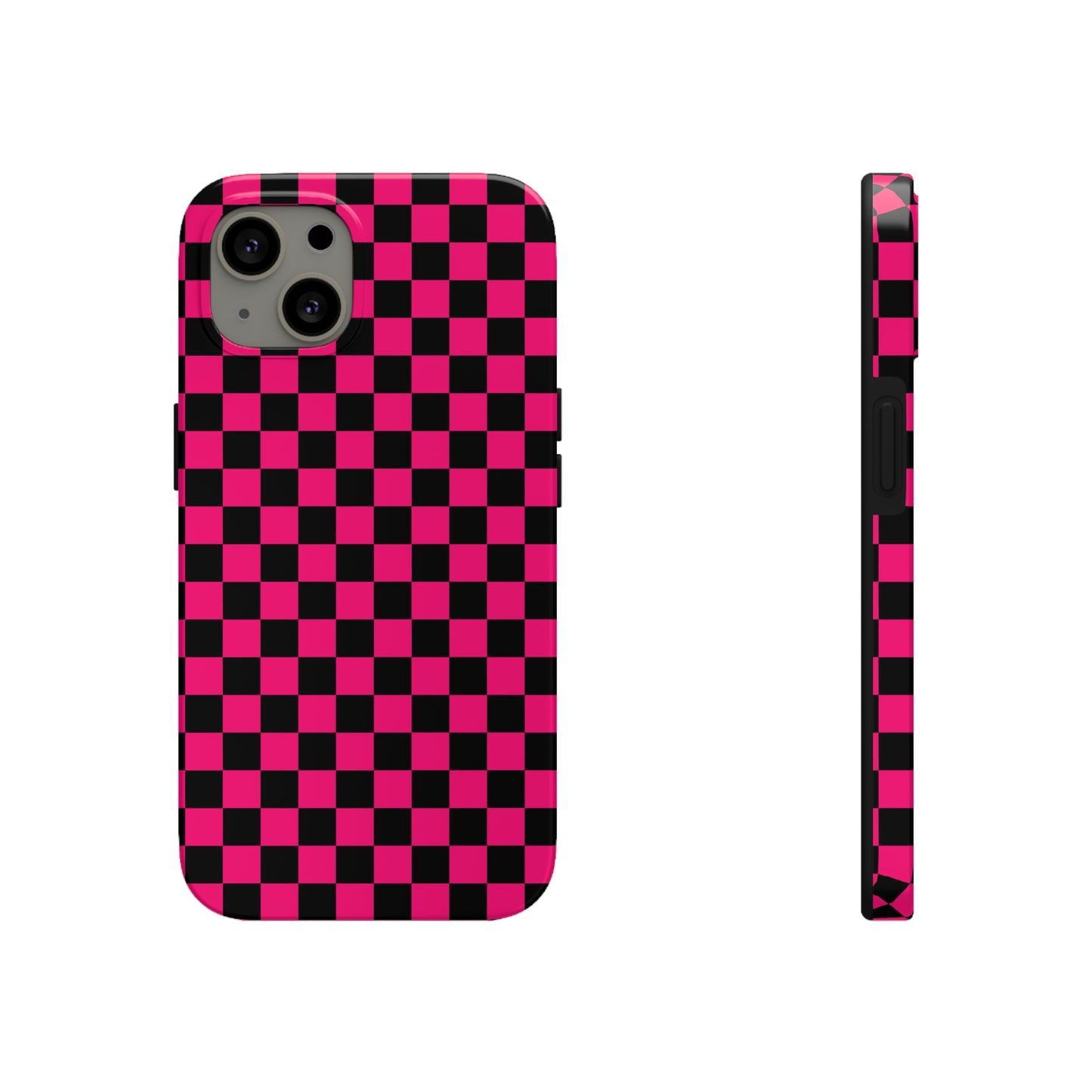 Checker Flag Graphic Pink And Black Tough Phone Cases