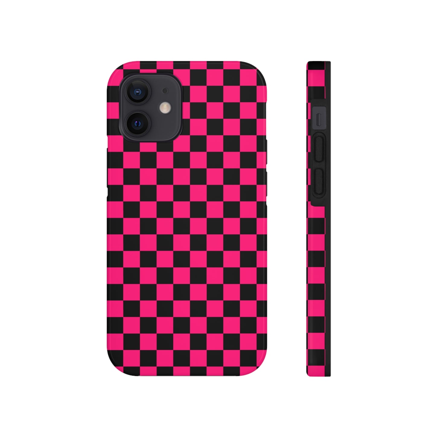 Checker Flag Graphic Pink And Black Tough Phone Cases