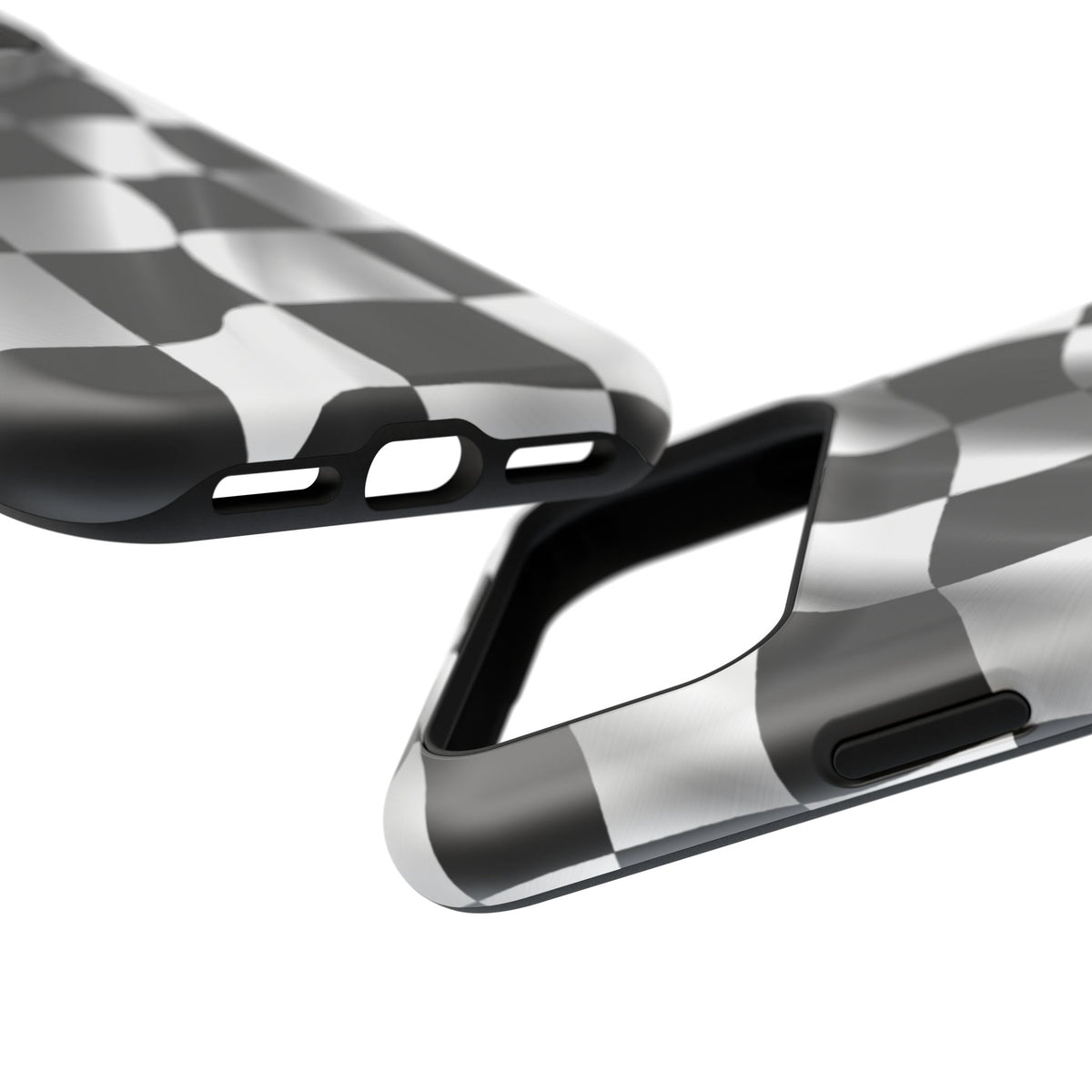 Black and White Checker Flag Waving Magnetic Phone Case