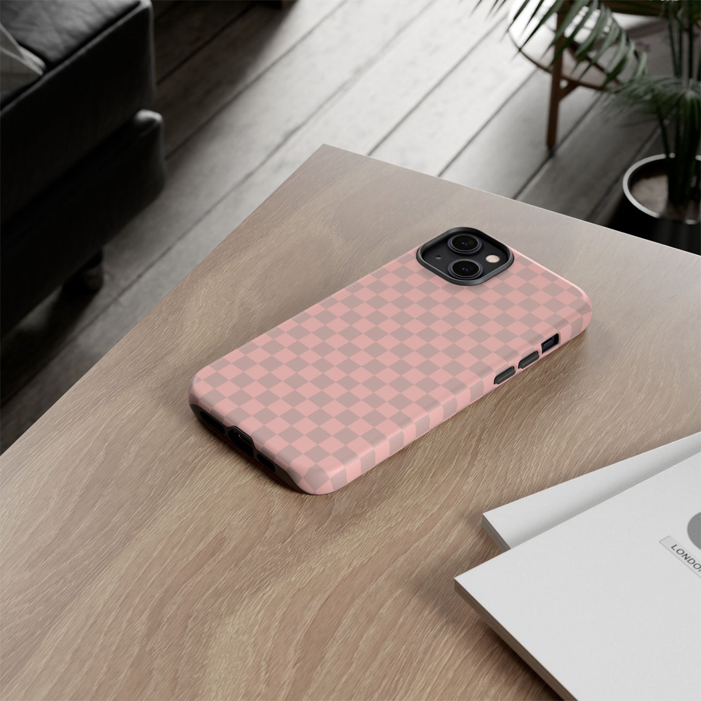 Pink Tan Checkerboard Checkered IPhone Tough Case