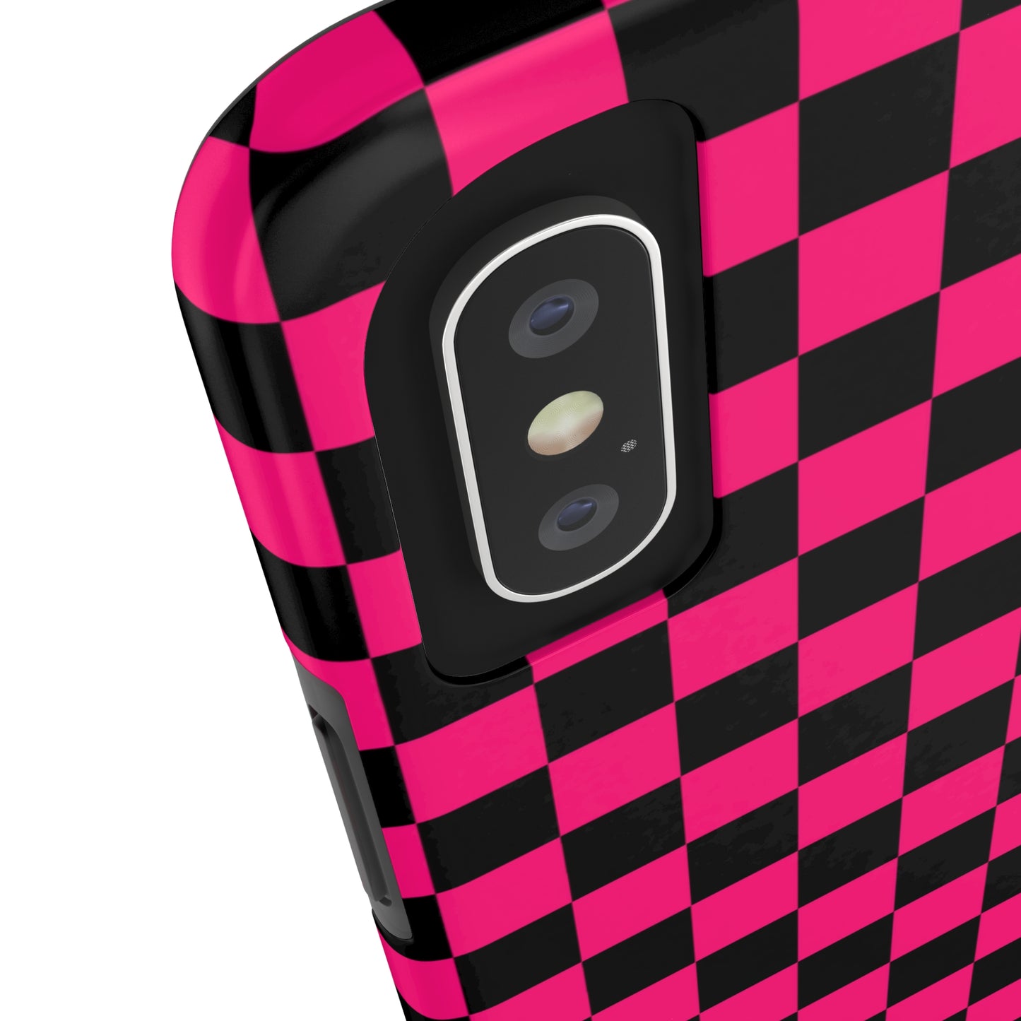 Checker Flag Graphic Pink And Black Tough Phone Cases