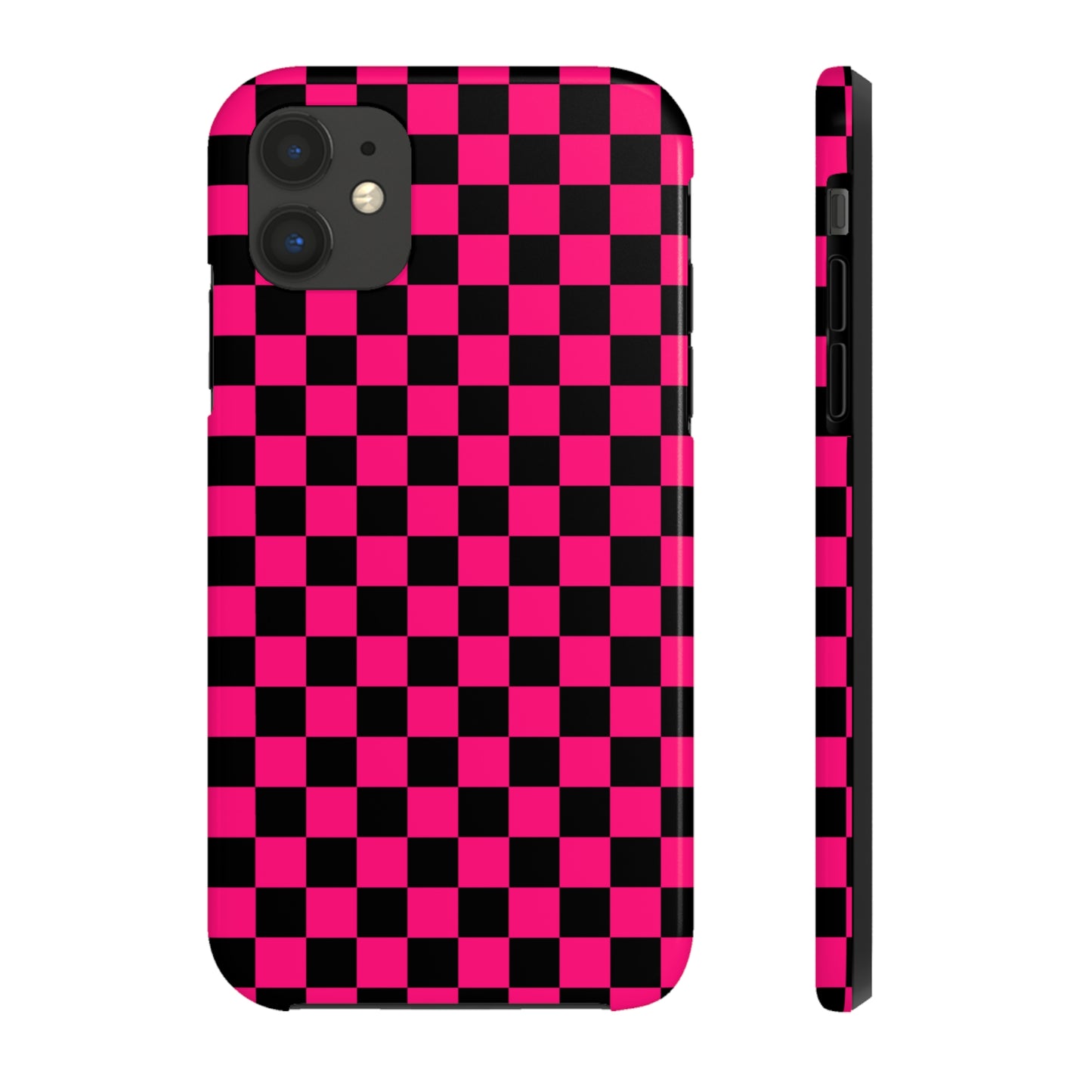 Checker Flag Graphic Pink And Black Tough Phone Cases