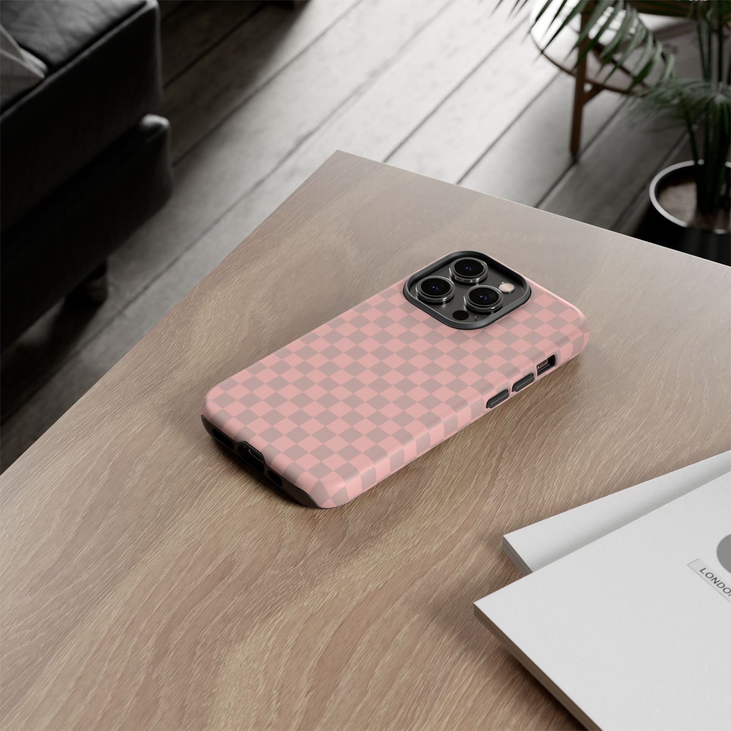 Pink Tan Checkerboard Checkered IPhone Tough Case