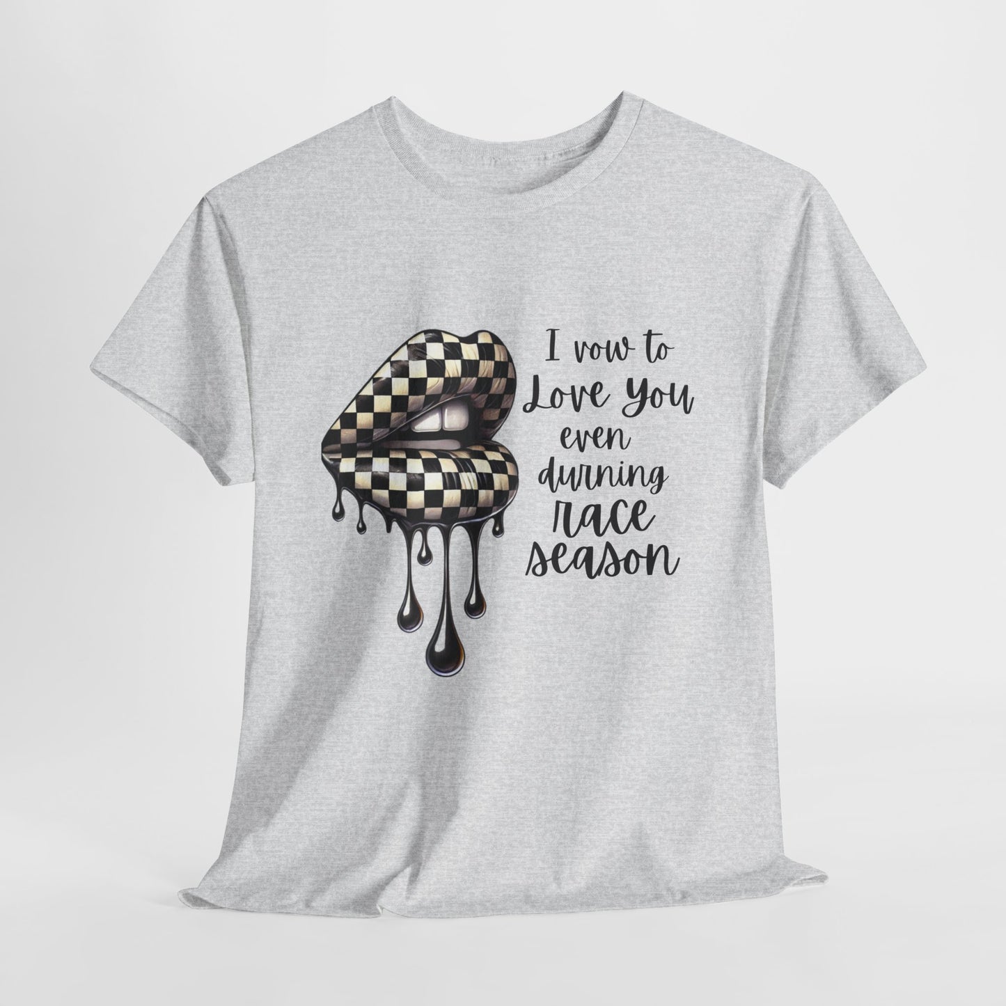I Vow To Love You Even During Racing Season Cotton Tee, Trendy Racing Graphic Tee