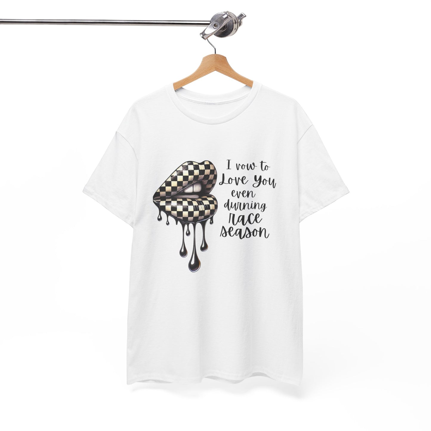 I Vow To Love You Even During Racing Season Cotton Tee, Trendy Racing Graphic Tee