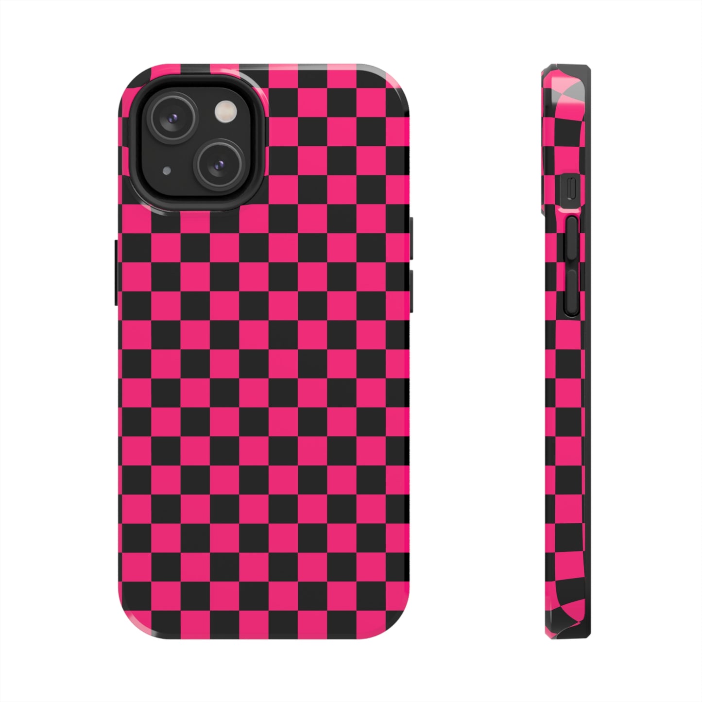 Checker Flag Graphic Pink And Black Tough Phone Cases