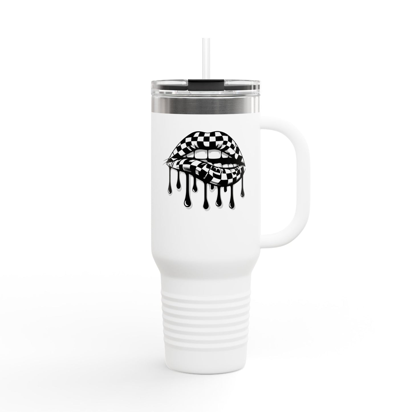 Stylish Insulated Travel Mug, with Dripping Lip Design, Perfect for Coffee Lovers, Gift for Holidays, 40oz, Reusable Tumbler