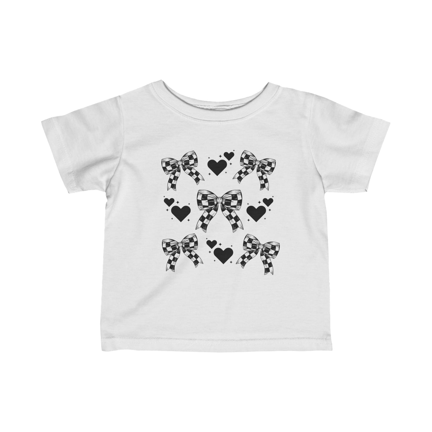 Checker Flag Bows & Hearts Infant Fine Jersey Tee