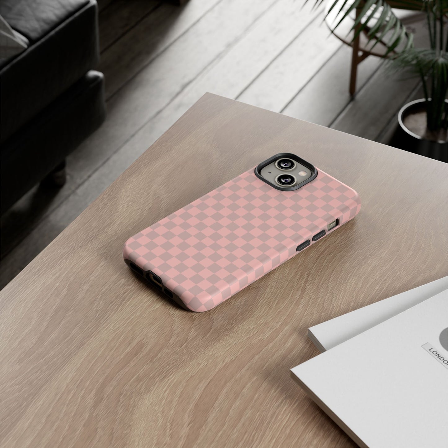Pink Tan Checkerboard Checkered IPhone Tough Case
