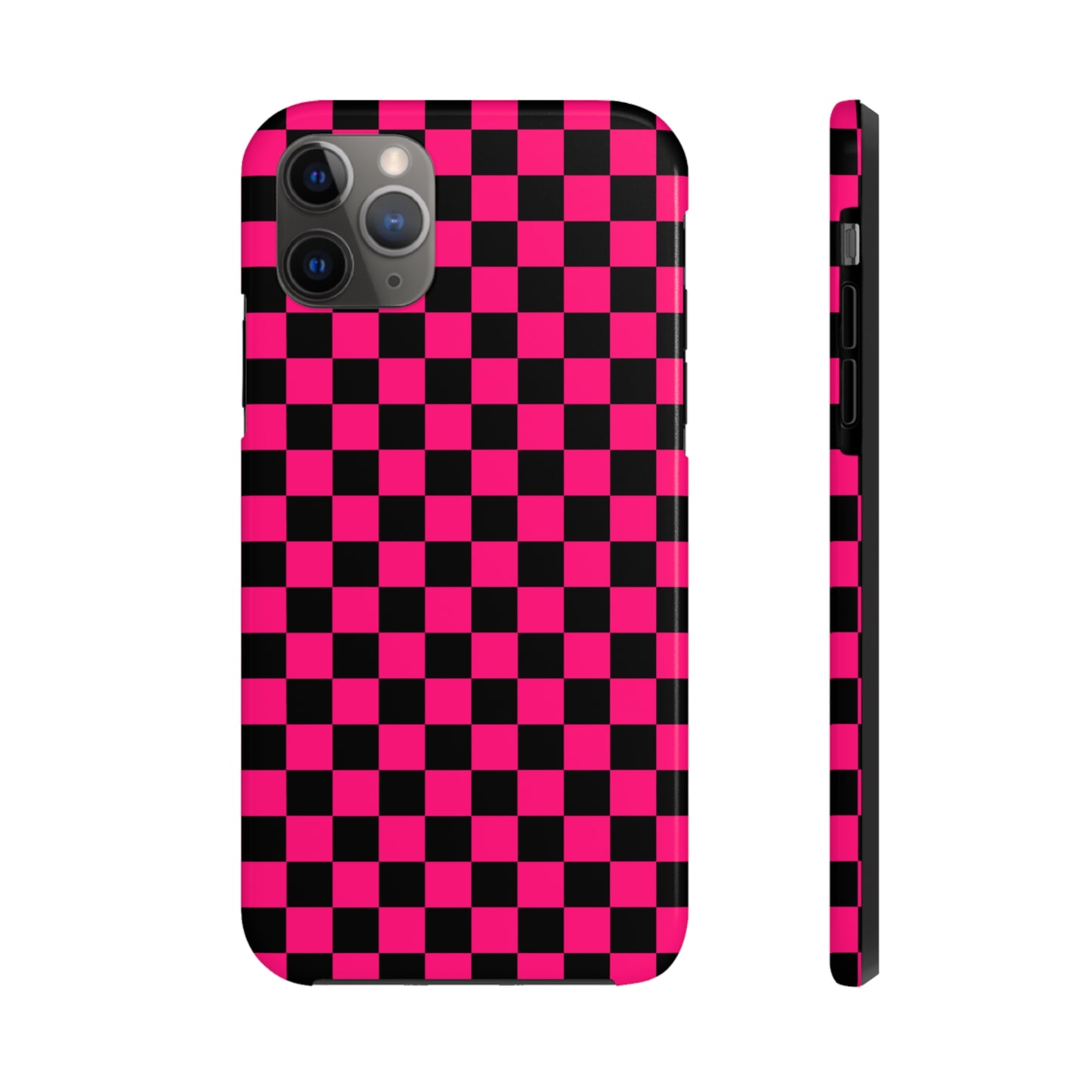 Checker Flag Graphic Pink And Black Tough Phone Cases