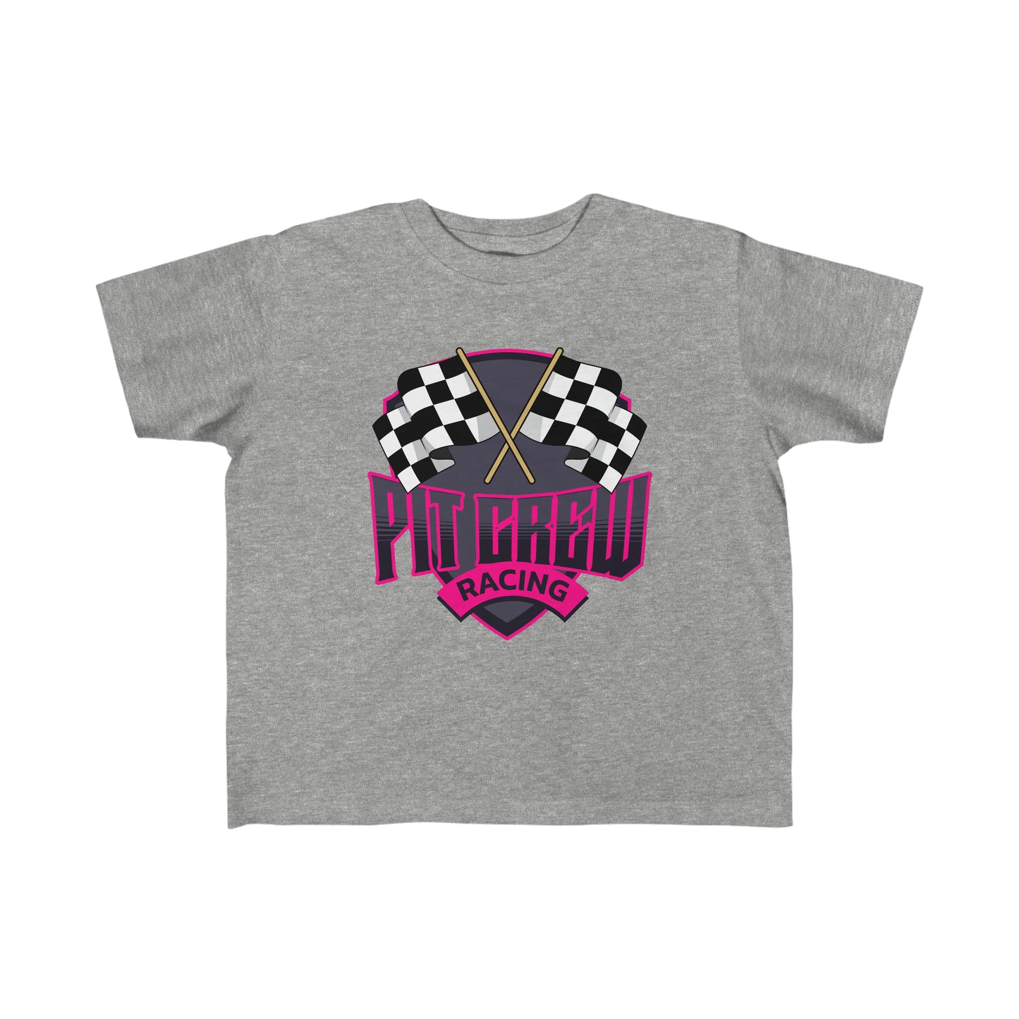 Pit Crew Checker Flag Pink Toddler's Fine Jersey Tee