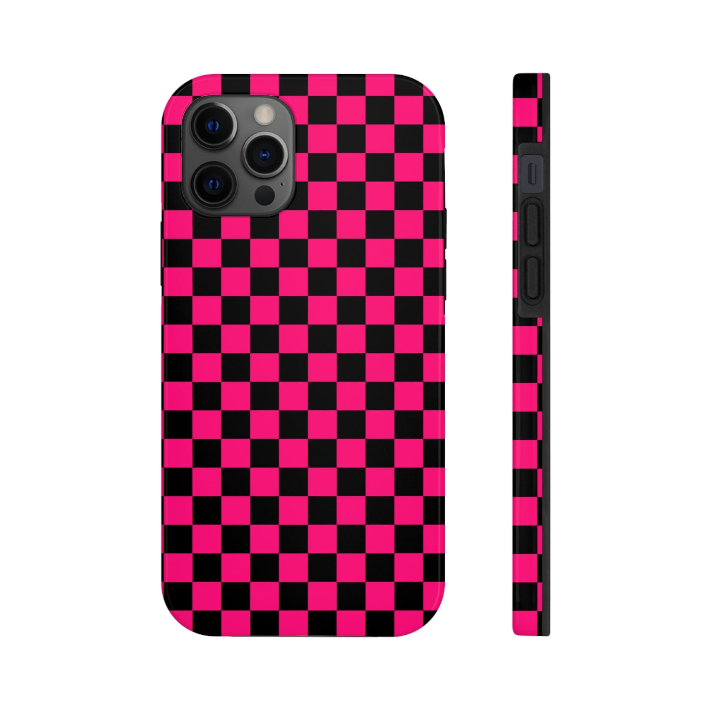 Checker Flag Graphic Pink And Black Tough Phone Cases