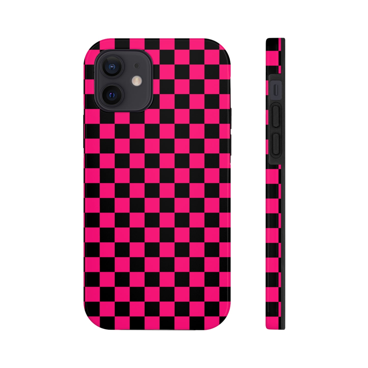 Checker Flag Graphic Pink And Black Tough Phone Cases