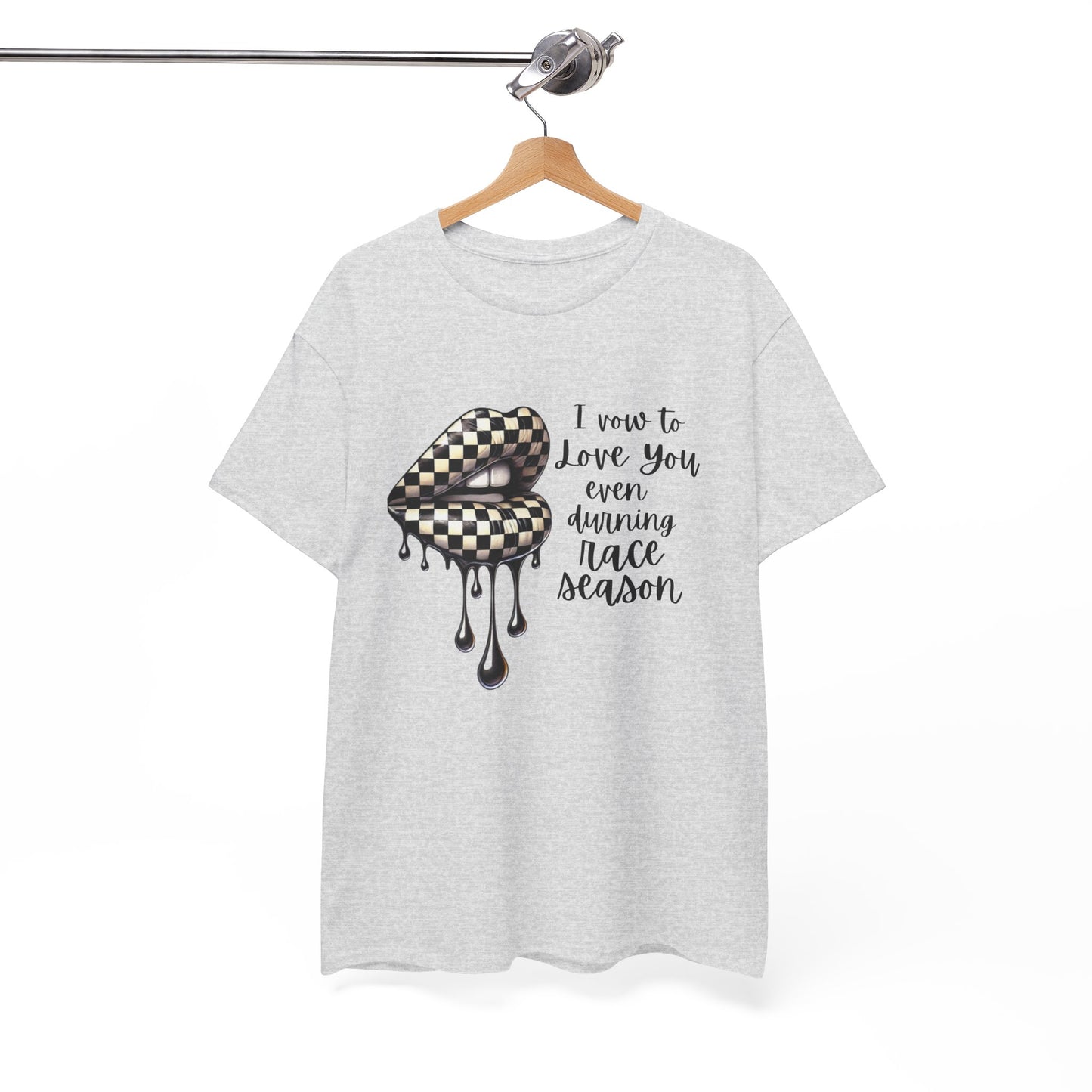 I Vow To Love You Even During Racing Season Cotton Tee, Trendy Racing Graphic Tee