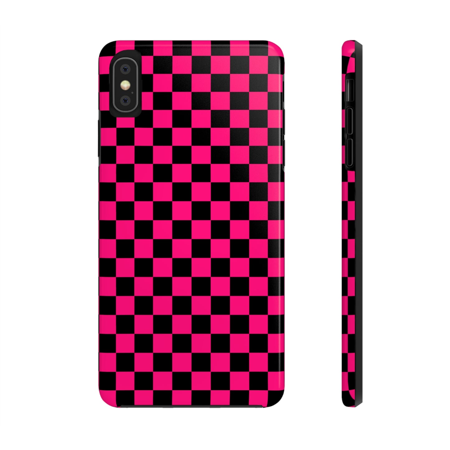 Checker Flag Graphic Pink And Black Tough Phone Cases