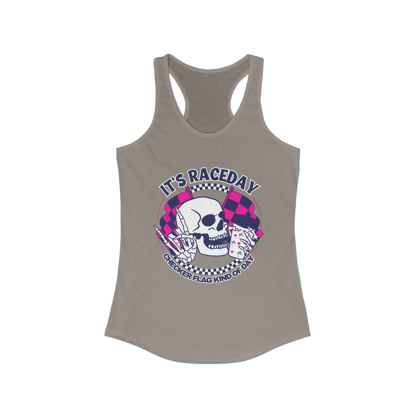 Skelly Checker Flag Kinda A Day Racerback Tank Top