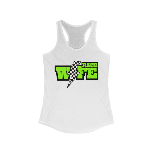 Race Wife Lightning Bolt Green/ Black Racerback Tank Top