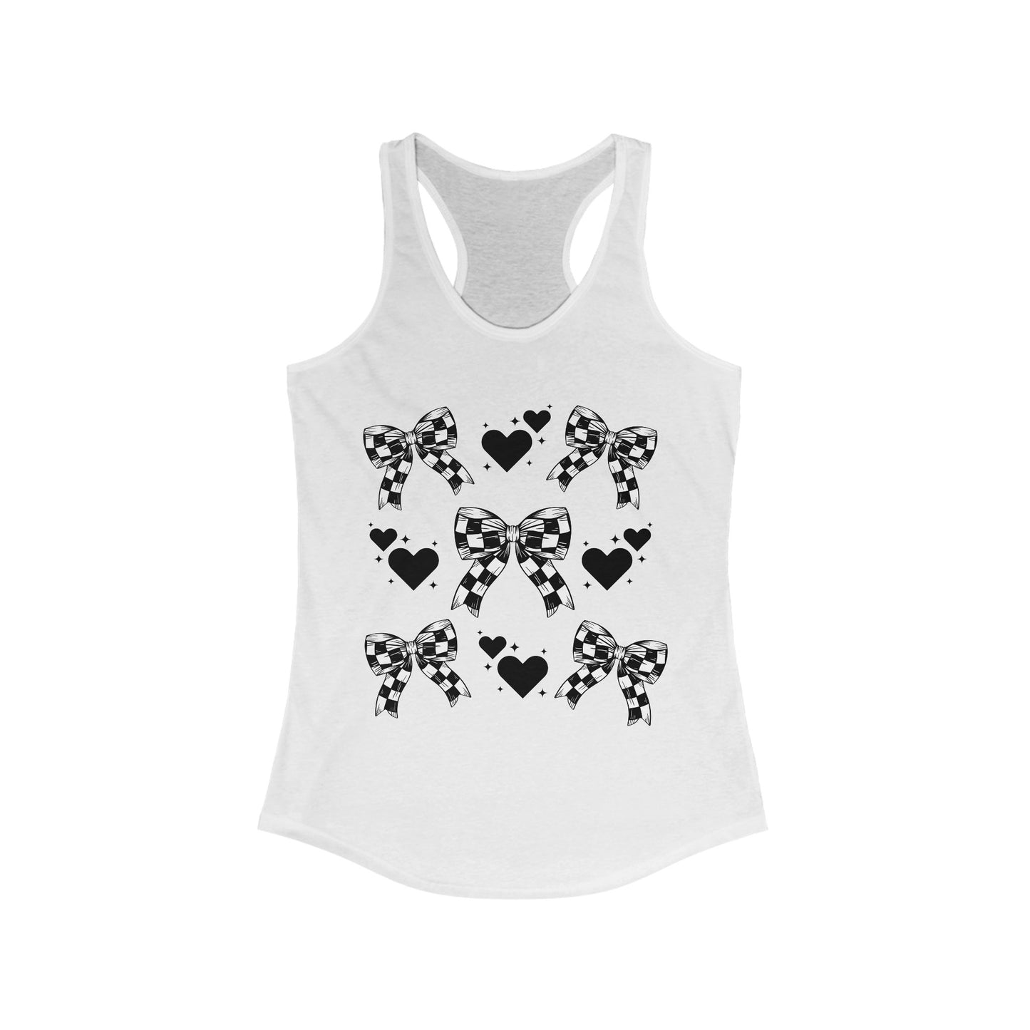 Racerback Tank Checkered Flag Bows and Hearts Women's Ideal Tank Top