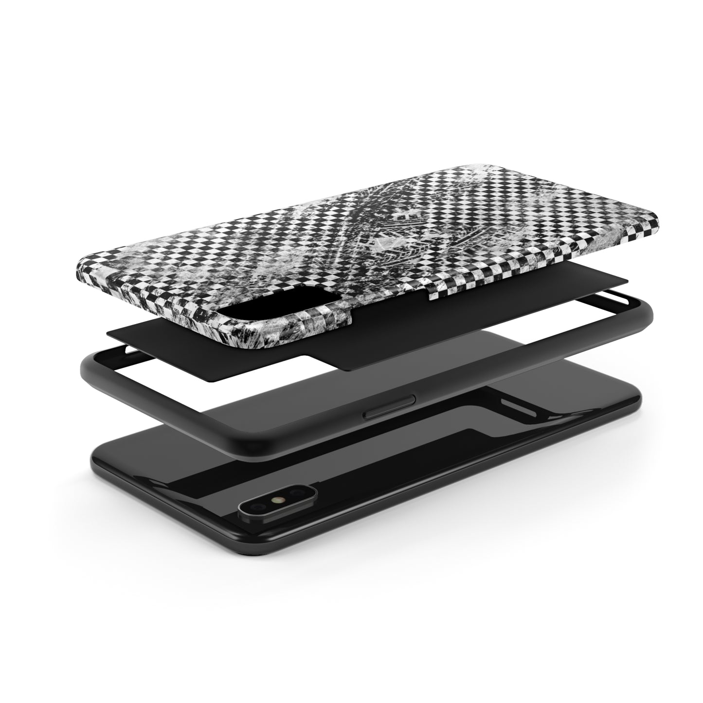 Tire Tracks Checker Flag Tough Phone Cases