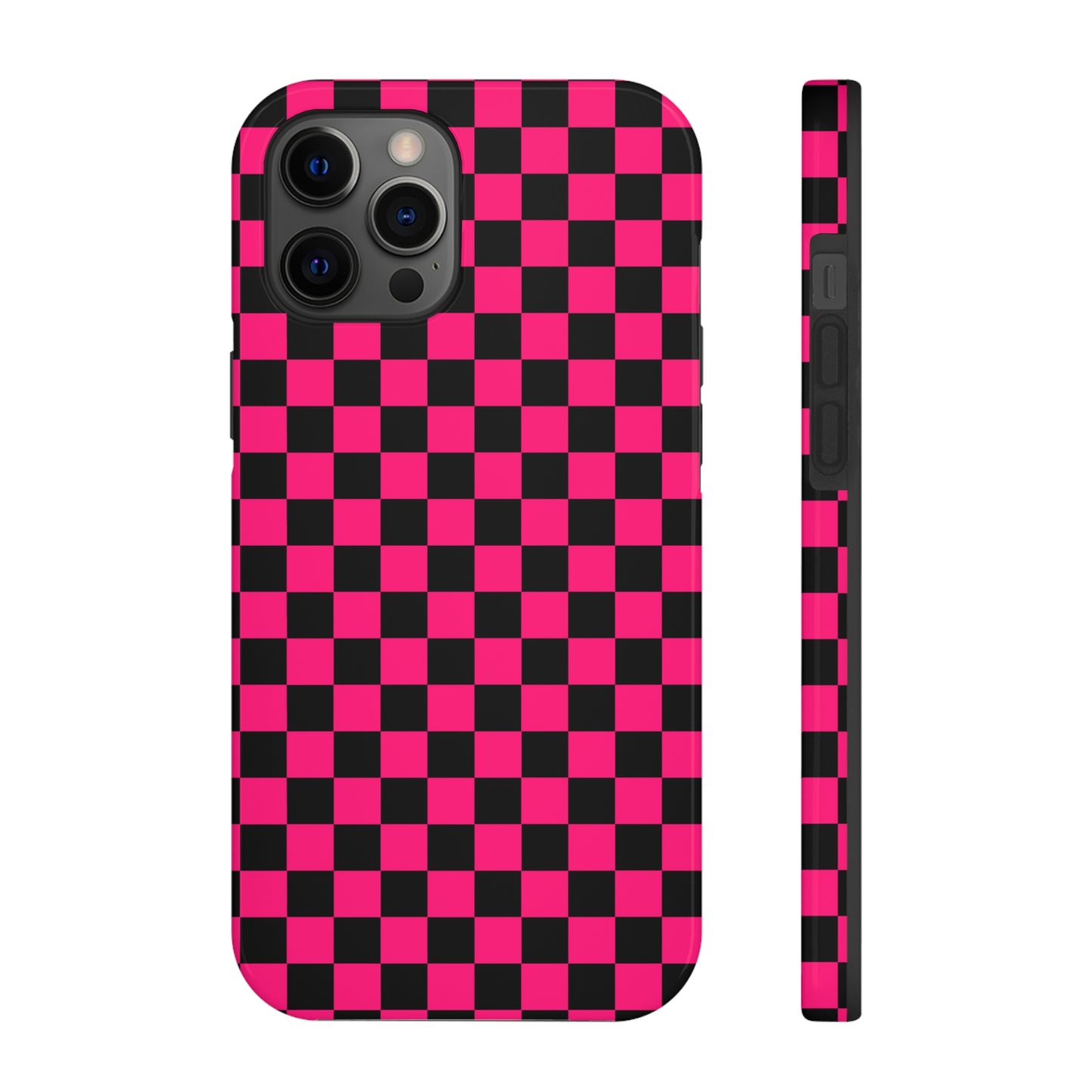 Checker Flag Graphic Pink And Black Tough Phone Cases