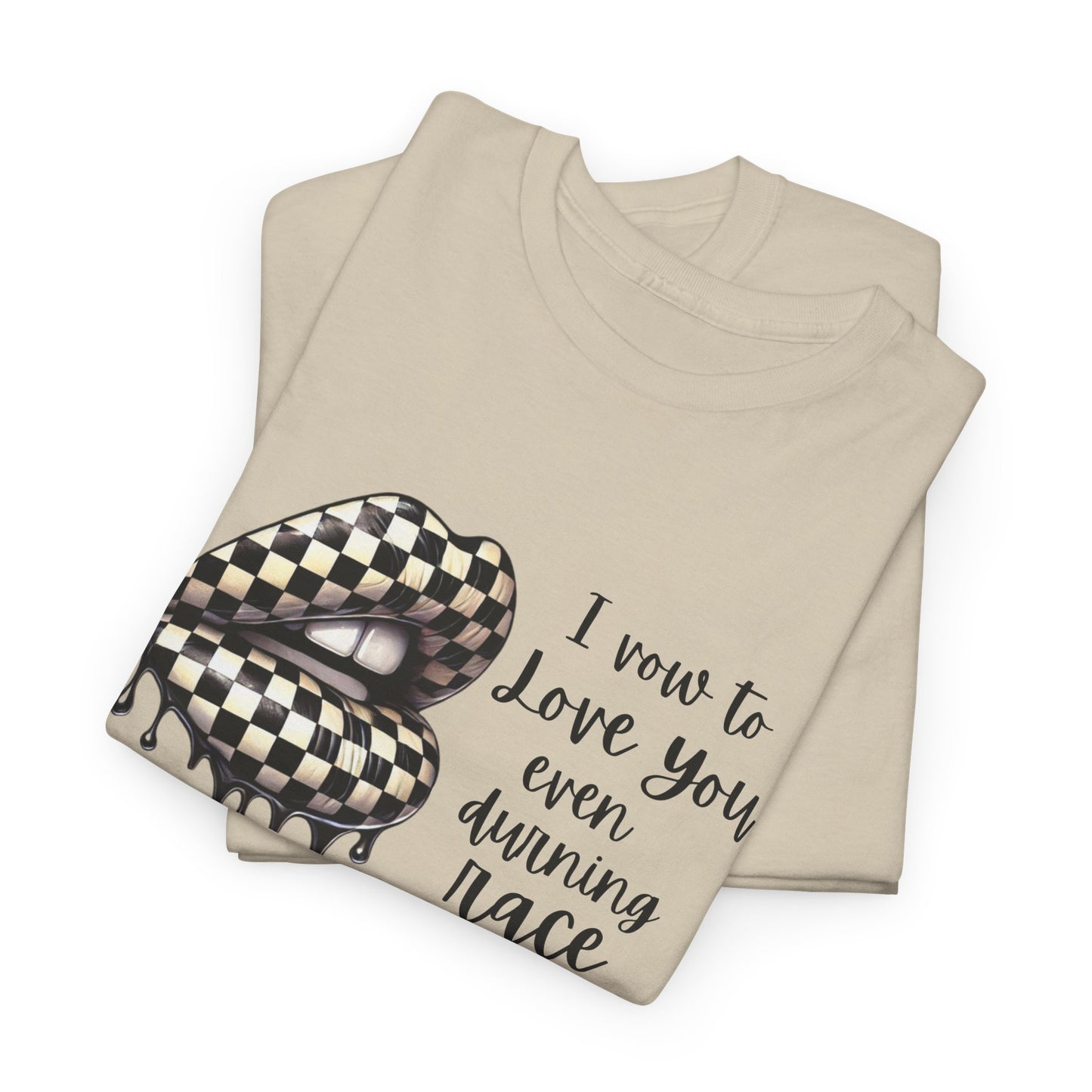 I Vow To Love You Even During Racing Season Cotton Tee, Trendy Racing Graphic Tee